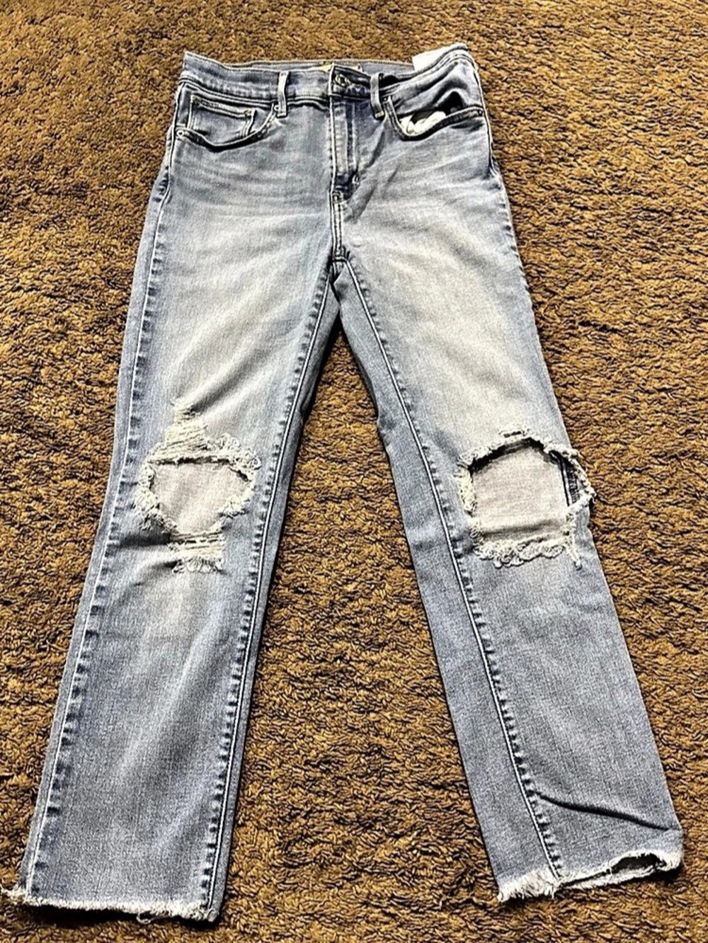 Levi's 724 High Rise Straight Crop Distressed Blue Waist 27 Jeans
